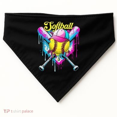 Softball Drip Ice Cream Coquette Bow Softball For USA-Made Doggie Bandana