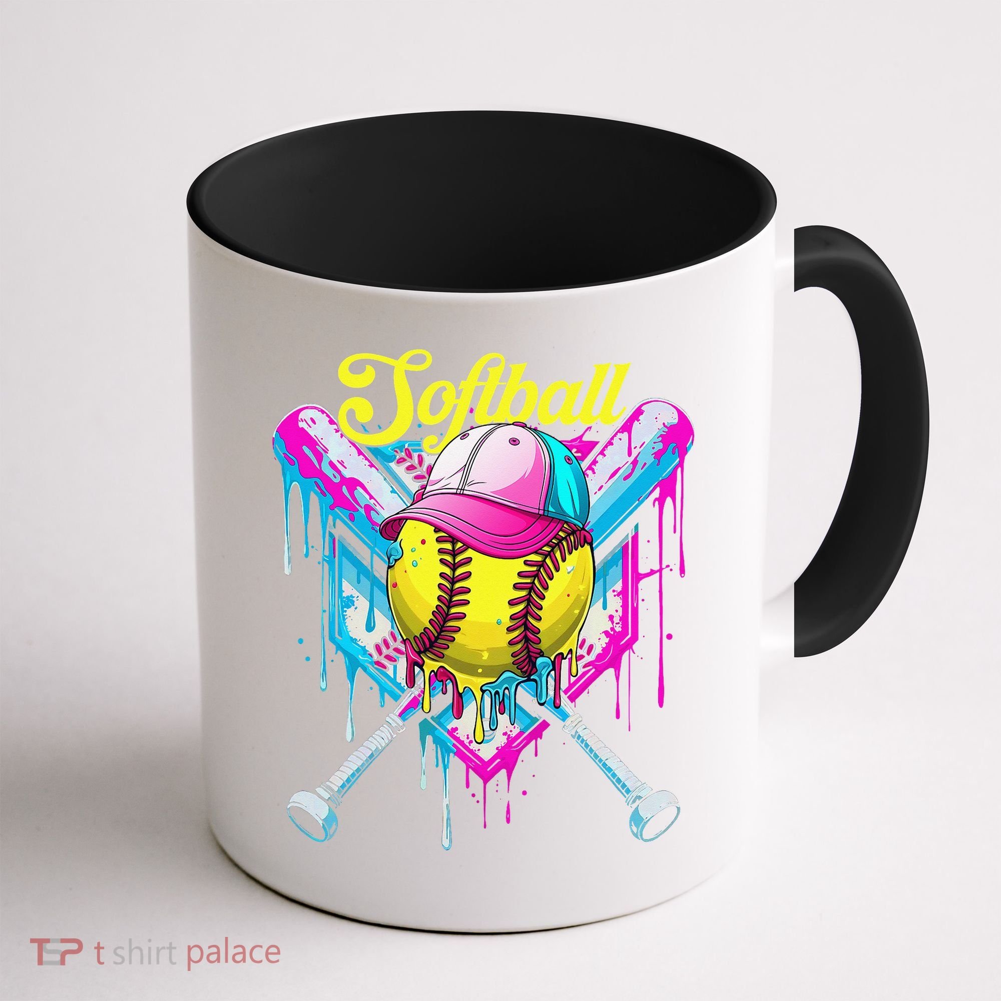 Softball Drip Ice Cream Coquette Bow Softball For Coffee Mug
