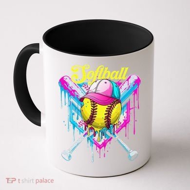 Softball Drip Ice Cream Coquette Bow Softball For Coffee Mug