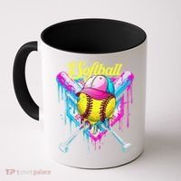 Softball Drip Ice Cream Coquette Bow Softball For Coffee Mug thumb 0