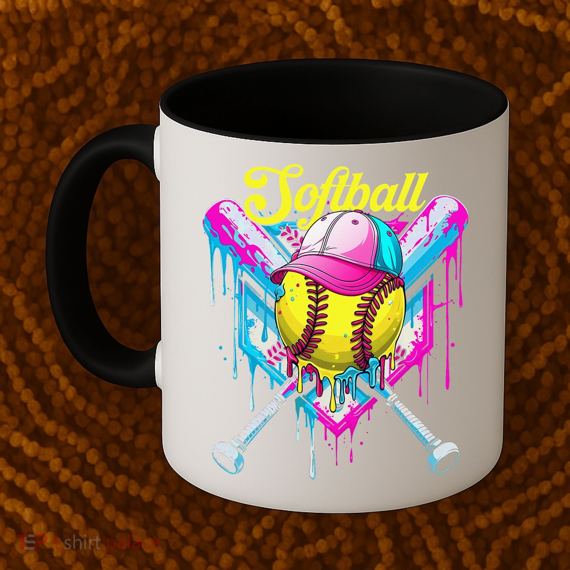 Softball Drip Ice Cream Coquette Bow Softball For Coffee Mug