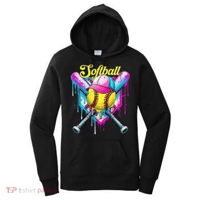 Softball Drip Ice Cream Coquette Bow Softball For Women's Hoodie
