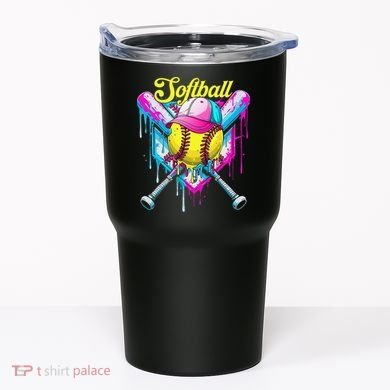 Softball Drip Ice Cream Coquette Bow Softball For Tumbler