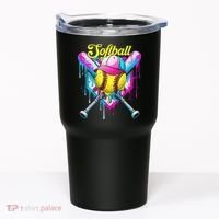 Softball Drip Ice Cream Coquette Bow Softball For Tumbler thumb 0