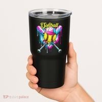 Softball Drip Ice Cream Coquette Bow Softball For Tumbler thumb 2