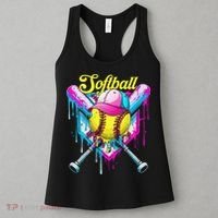 Softball Drip Ice Cream Coquette Bow Softball For Women's Tank Top thumb 3
