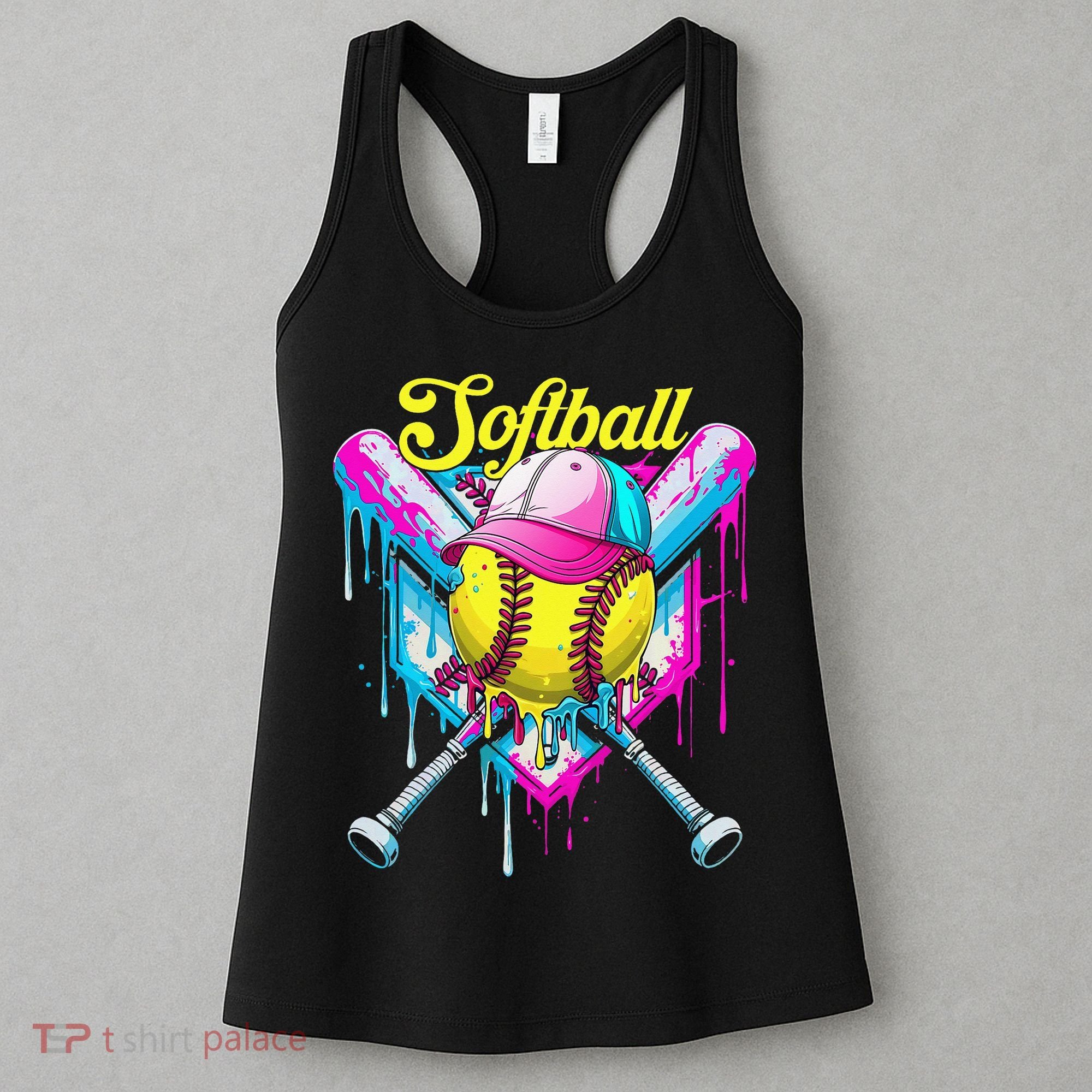 Softball Drip Ice Cream Coquette Bow Softball For Women's Tank Top