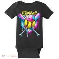Softball Drip Ice Cream Coquette Bow Softball For Baby Bodysuit thumb 0