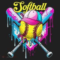 Softball Drip Ice Cream Coquette Bow Softball For Hat thumb 2