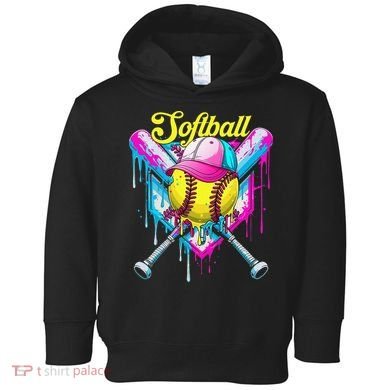 Softball Drip Ice Cream Coquette Bow Softball For Toddler Hoodie