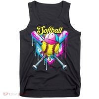 Softball Drip Ice Cream Coquette Bow Softball For Tank Top thumb 0