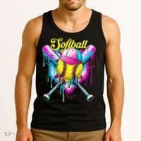 Softball Drip Ice Cream Coquette Bow Softball For Tank Top thumb 3