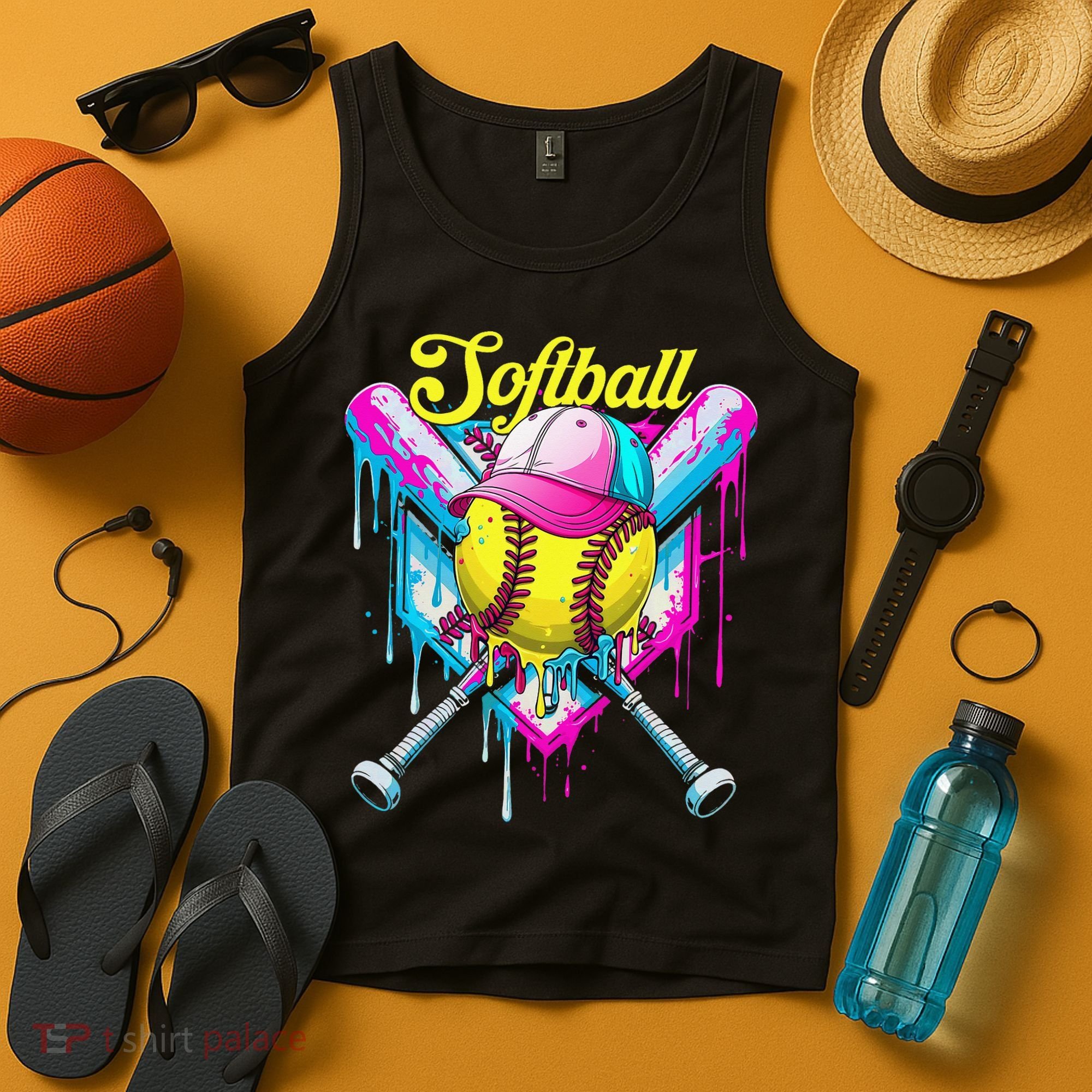 Softball Drip Ice Cream Coquette Bow Softball For Tank Top