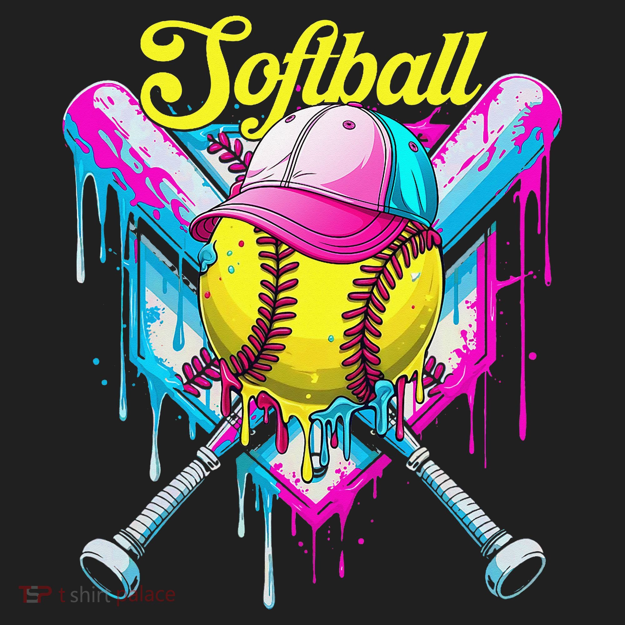 Softball Drip Ice Cream Coquette Bow Softball For Golf Towel