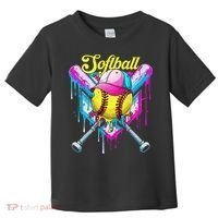 Softball Drip Ice Cream Coquette Bow Softball For Toddler T-Shirt thumb 0