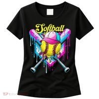 Softball Drip Ice Cream Coquette Bow Softball For Women's T-Shirt thumb 0