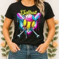 Softball Drip Ice Cream Coquette Bow Softball For Women's T-Shirt thumb 2