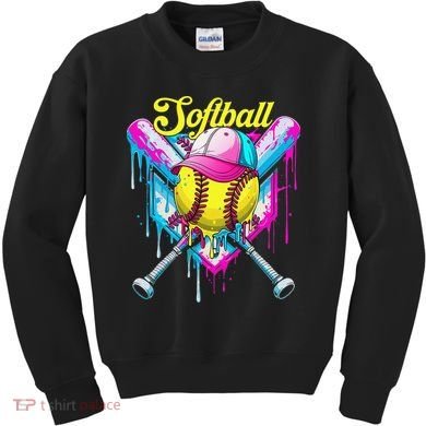 Softball Drip Ice Cream Coquette Bow Softball For Kids Sweatshirt