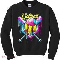 Softball Drip Ice Cream Coquette Bow Softball For Kids Sweatshirt thumb 0
