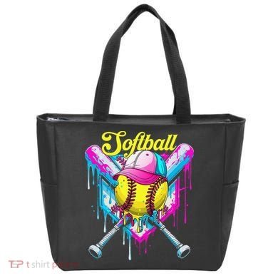 Softball Drip Ice Cream Coquette Bow Softball For Tote Bag