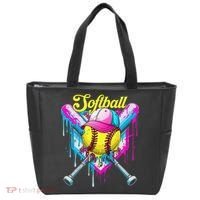 Softball Drip Ice Cream Coquette Bow Softball For Tote Bag thumb 0