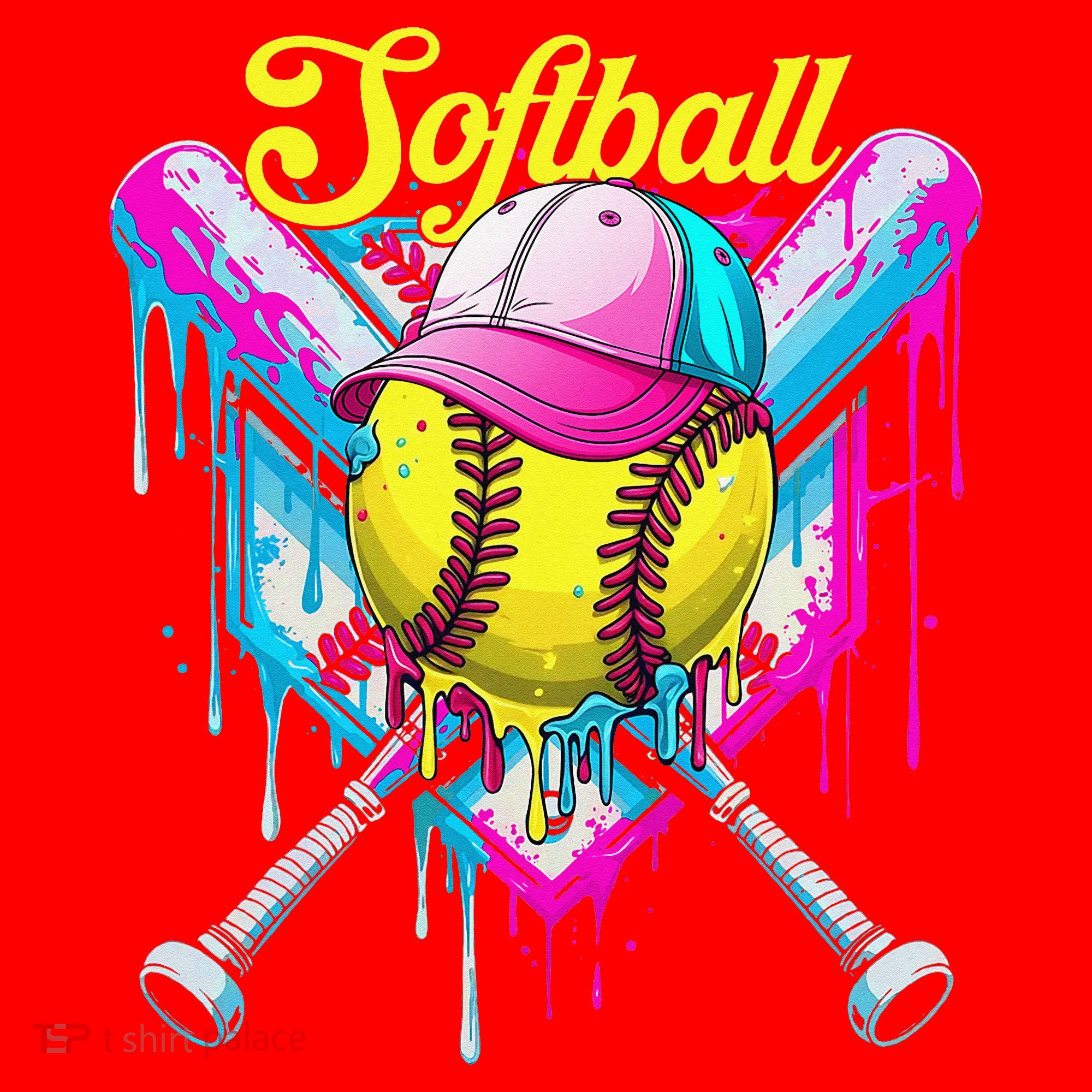 Softball Drip Ice Cream Coquette Bow Softball For Santa Hat
