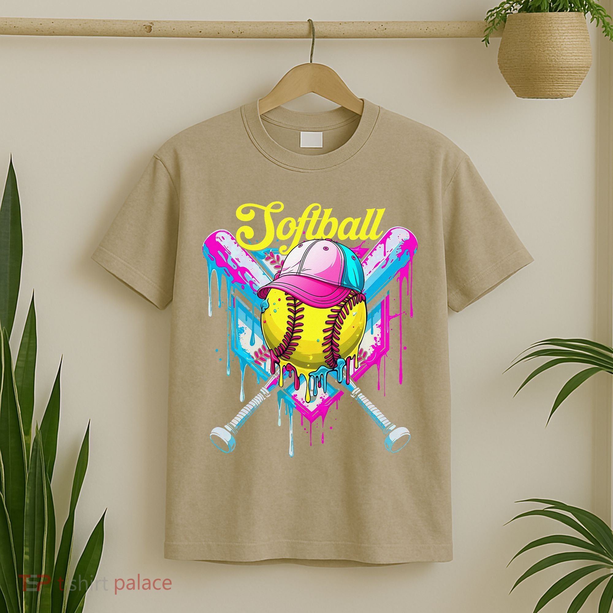 Softball Drip Ice Cream Coquette Bow Softball For T-Shirt