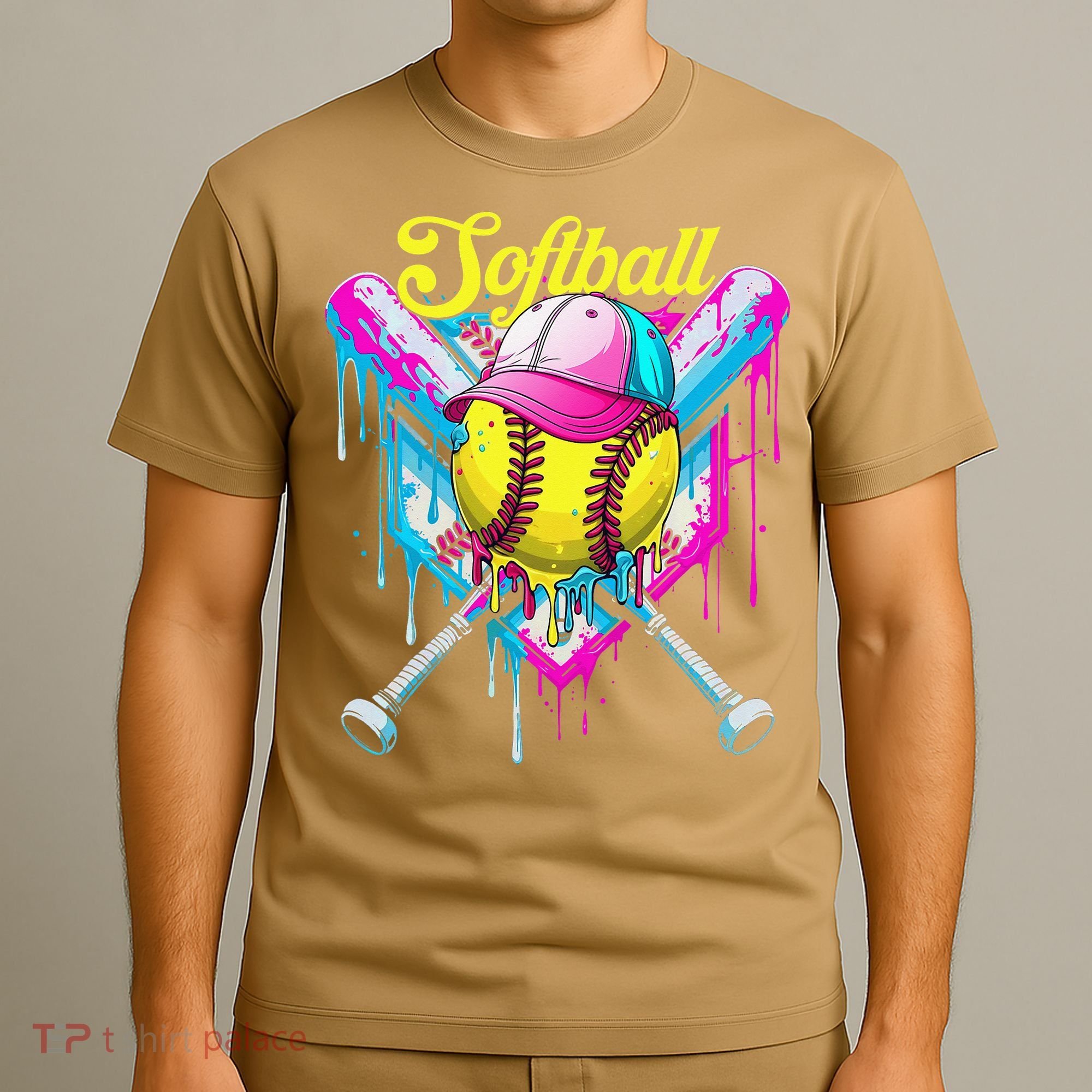 Softball Drip Ice Cream Coquette Bow Softball For T-Shirt