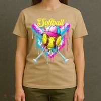 Softball Drip Ice Cream Coquette Bow Softball For T-Shirt thumb 4