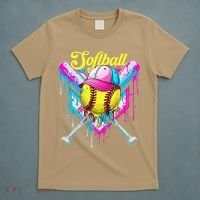 Softball Drip Ice Cream Coquette Bow Softball For T-Shirt thumb 5