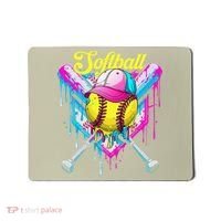 Softball Drip Ice Cream Coquette Bow Softball For Mousepad thumb 0