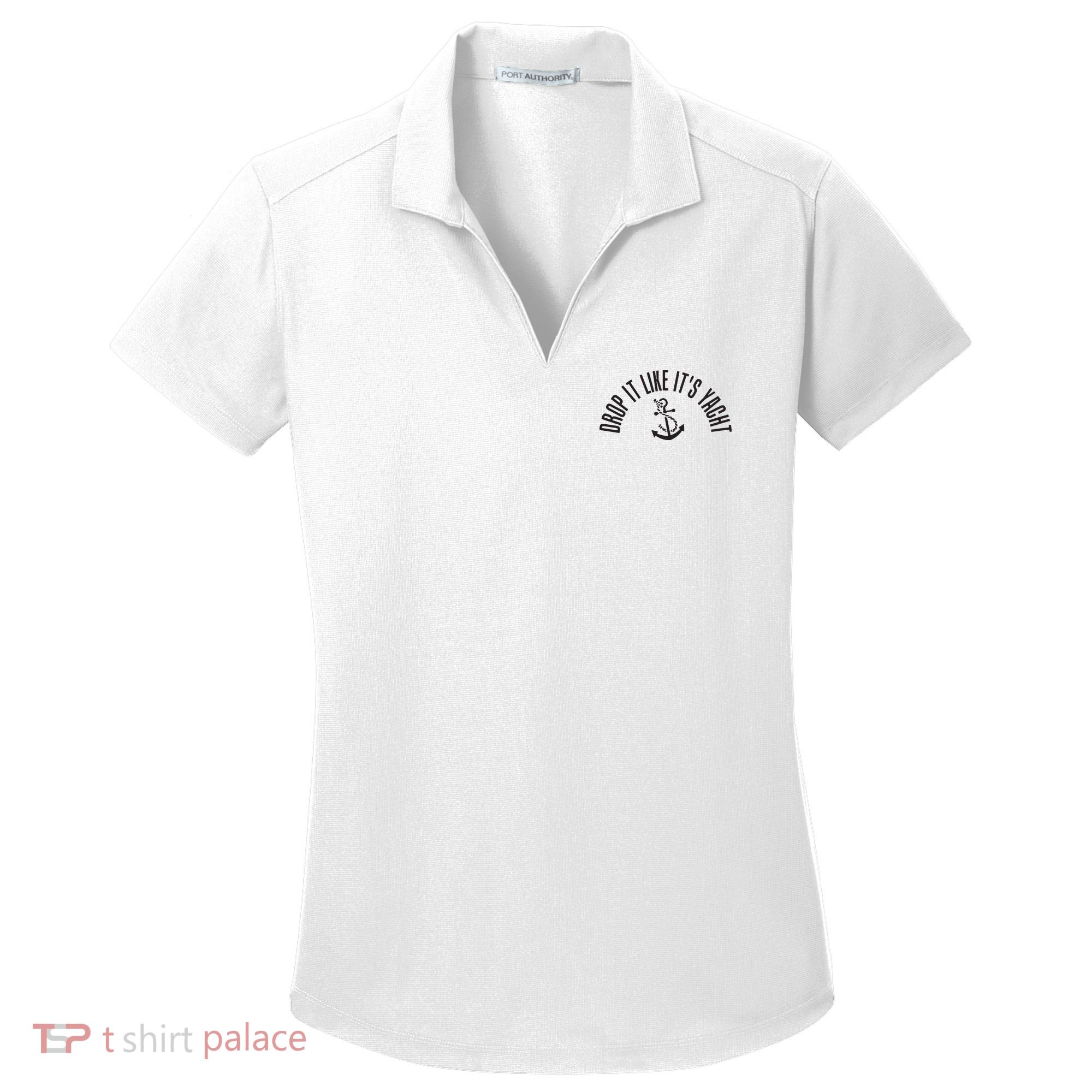 Sailing Drop It Like It's Yacht Tees Funny Sailor Women's Dry Zone Grid Polo