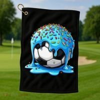Soccer Drip Ice Cream Drip With Sprinkles Summer Golf Towel thumb 1