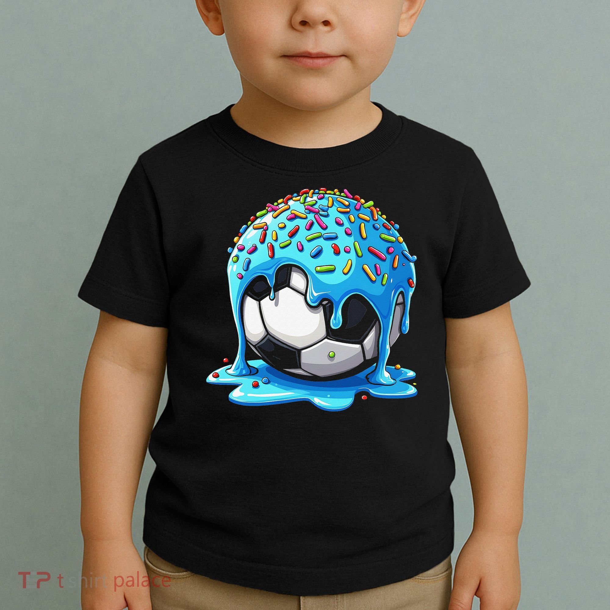 Soccer Drip Ice Cream Drip With Sprinkles Summer Toddler T-Shirt