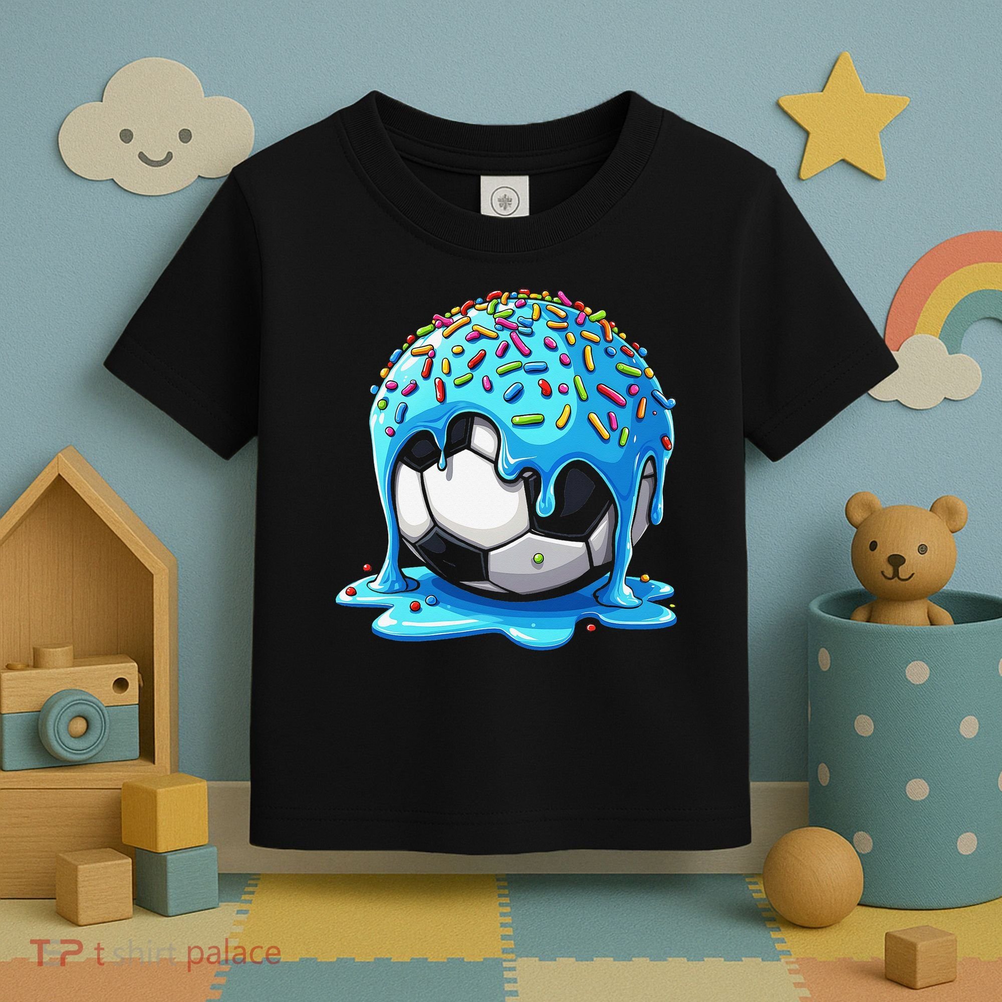 Soccer Drip Ice Cream Drip With Sprinkles Summer Toddler T-Shirt