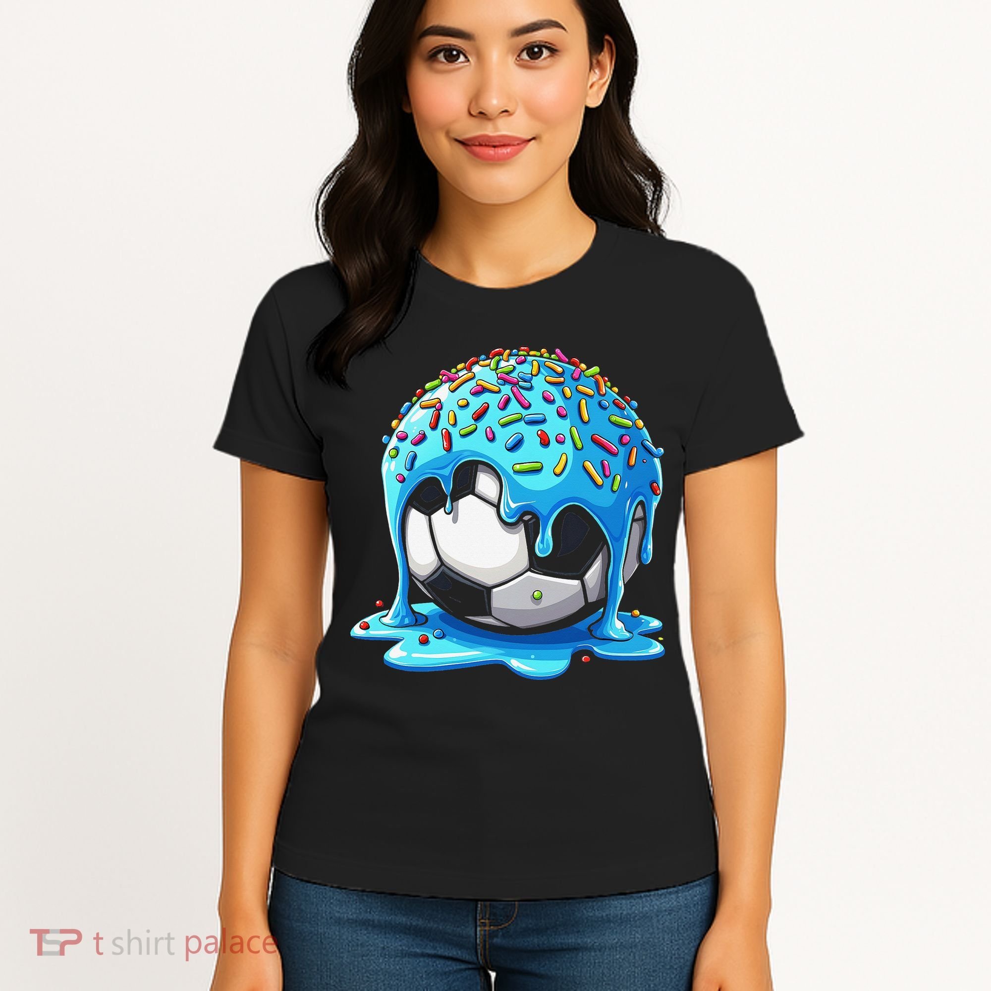 Soccer Drip Ice Cream Drip With Sprinkles Summer Women's T-Shirt