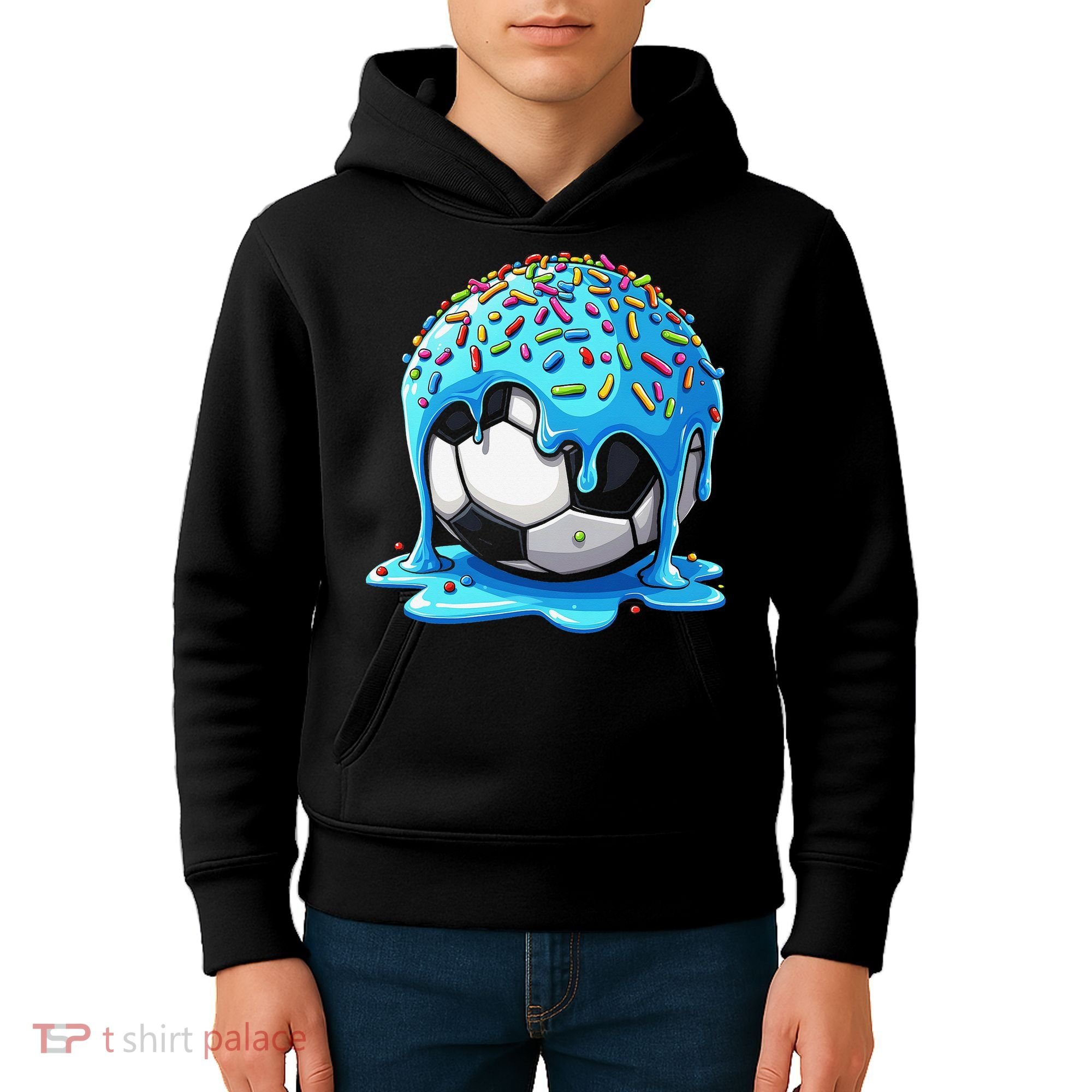 Soccer Drip Ice Cream Drip With Sprinkles Summer Kids Hoodie