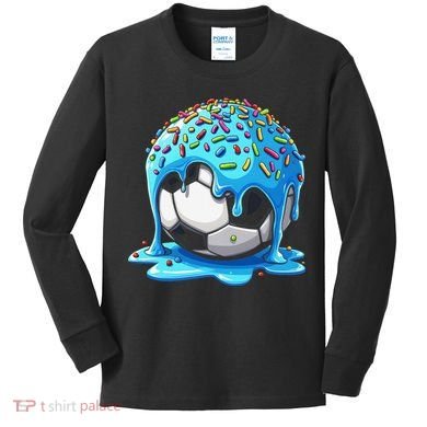 Soccer Drip Ice Cream Drip With Sprinkles Summer Kids Long Sleeve Shirt
