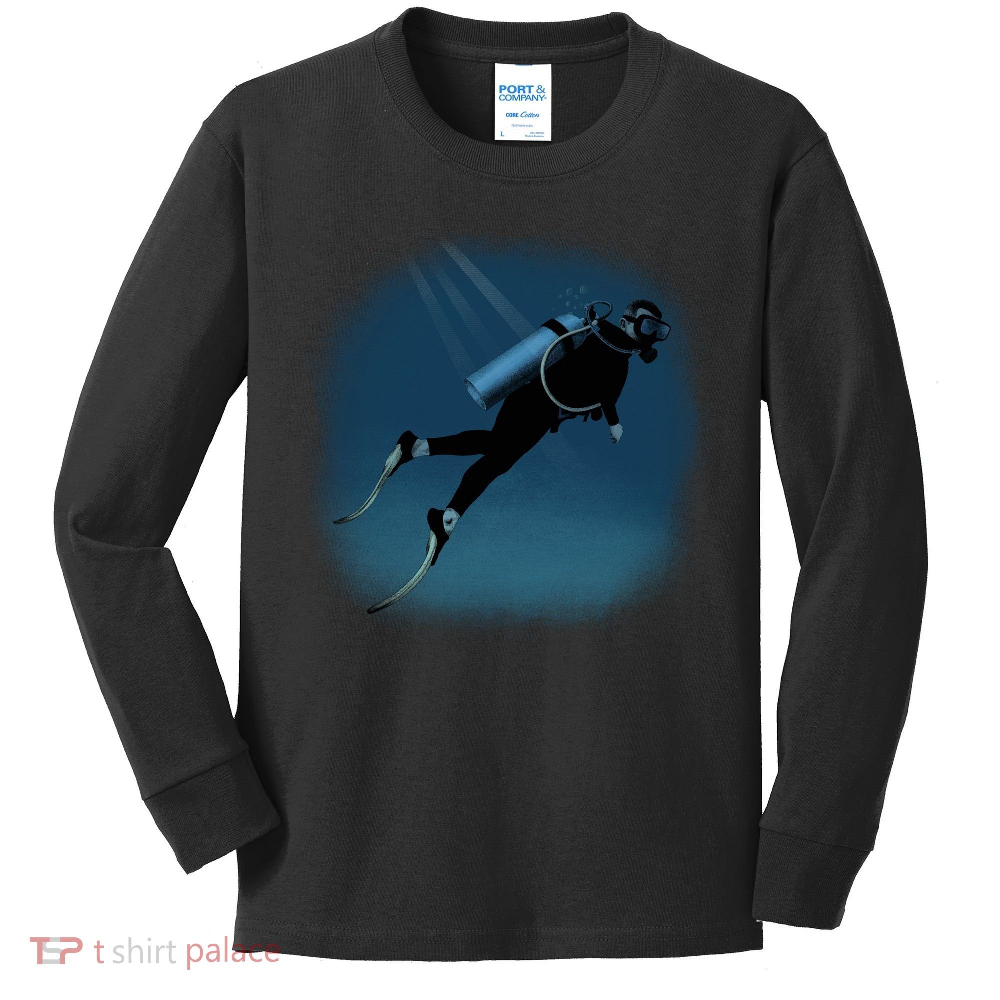 Scuba Diving Illustration Kids Long Sleeve Shirt