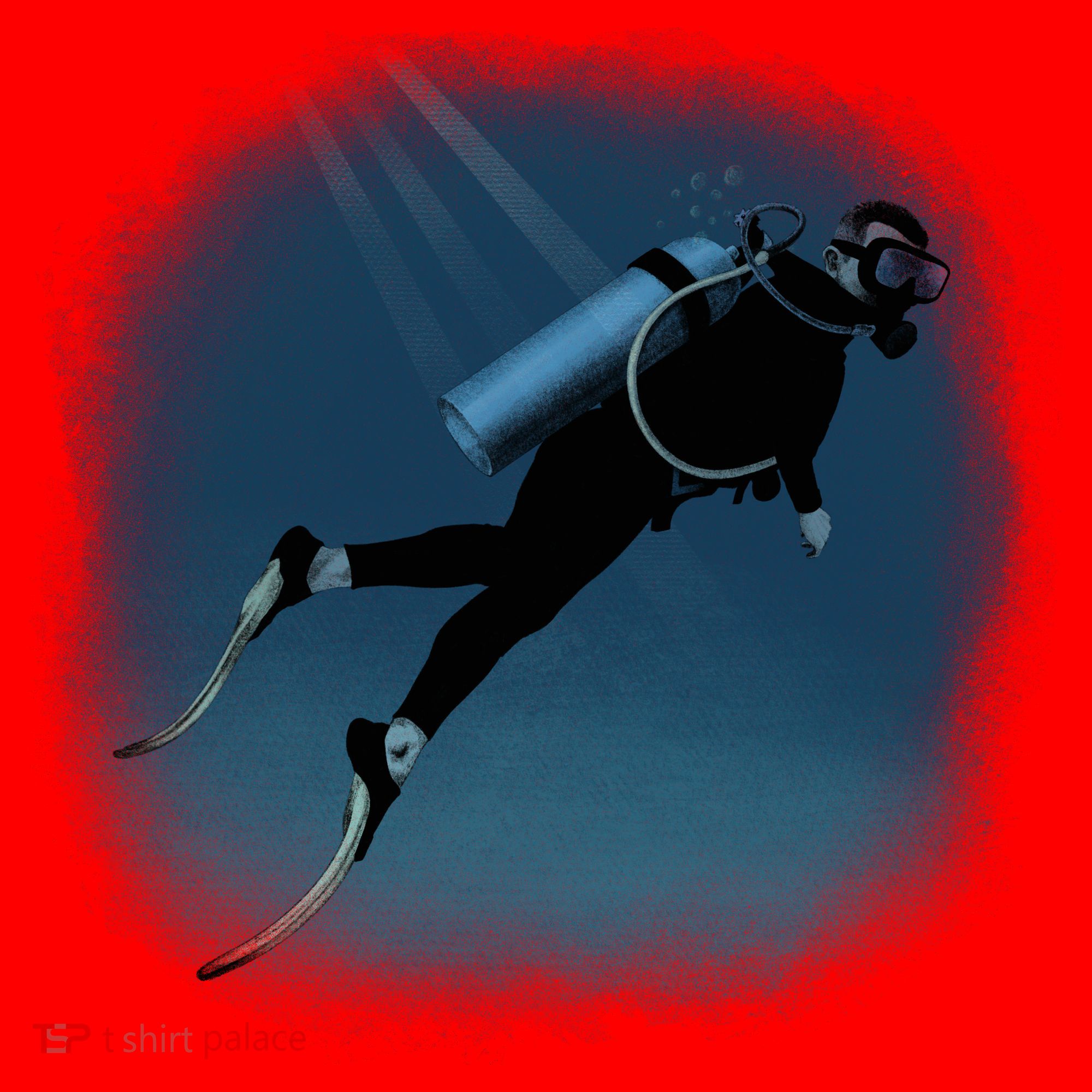 Scuba Diving Illustration Santa Hat
