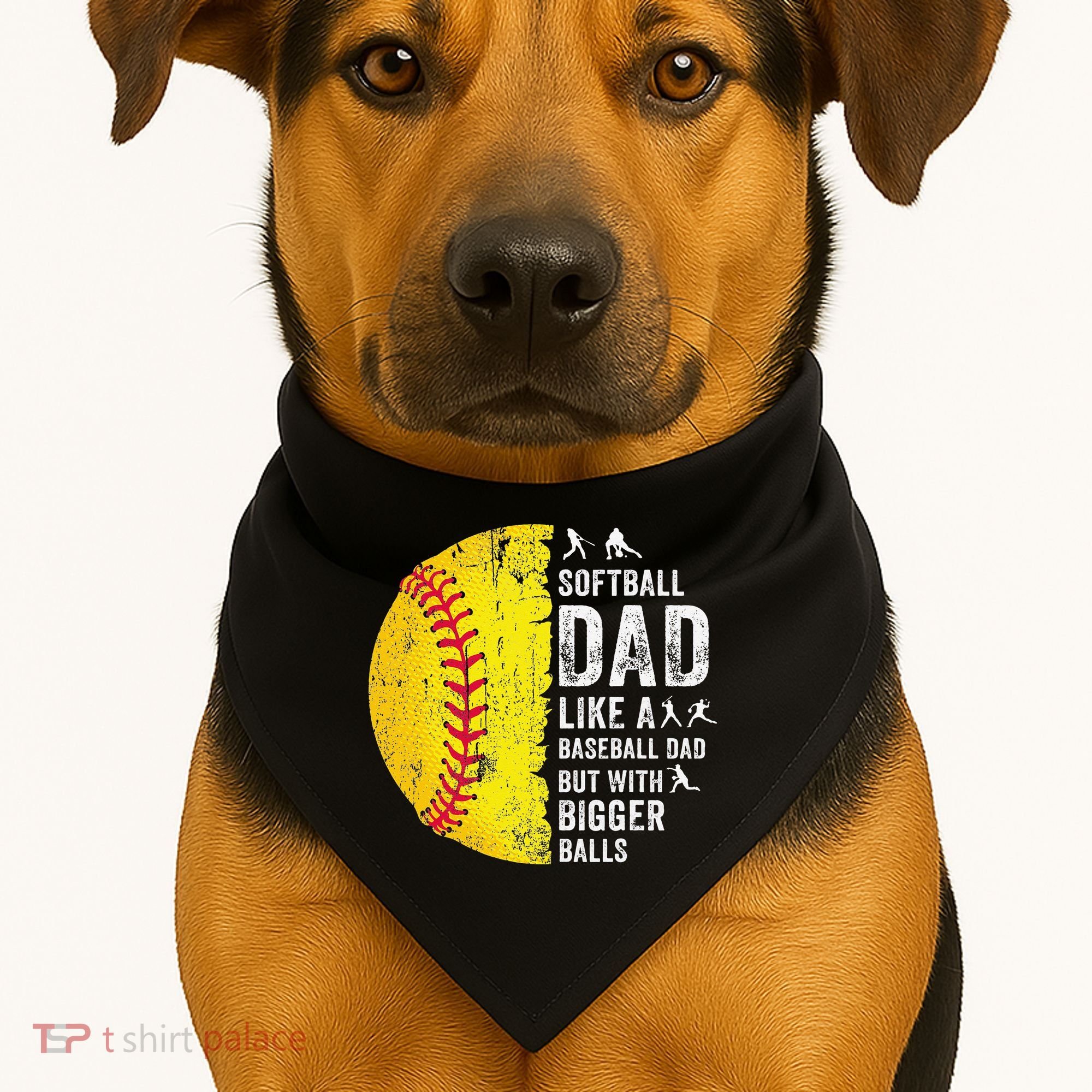 Softball Dad Just Like A Baseball Dad But With Bigger Balls USA-Made Doggie Bandana