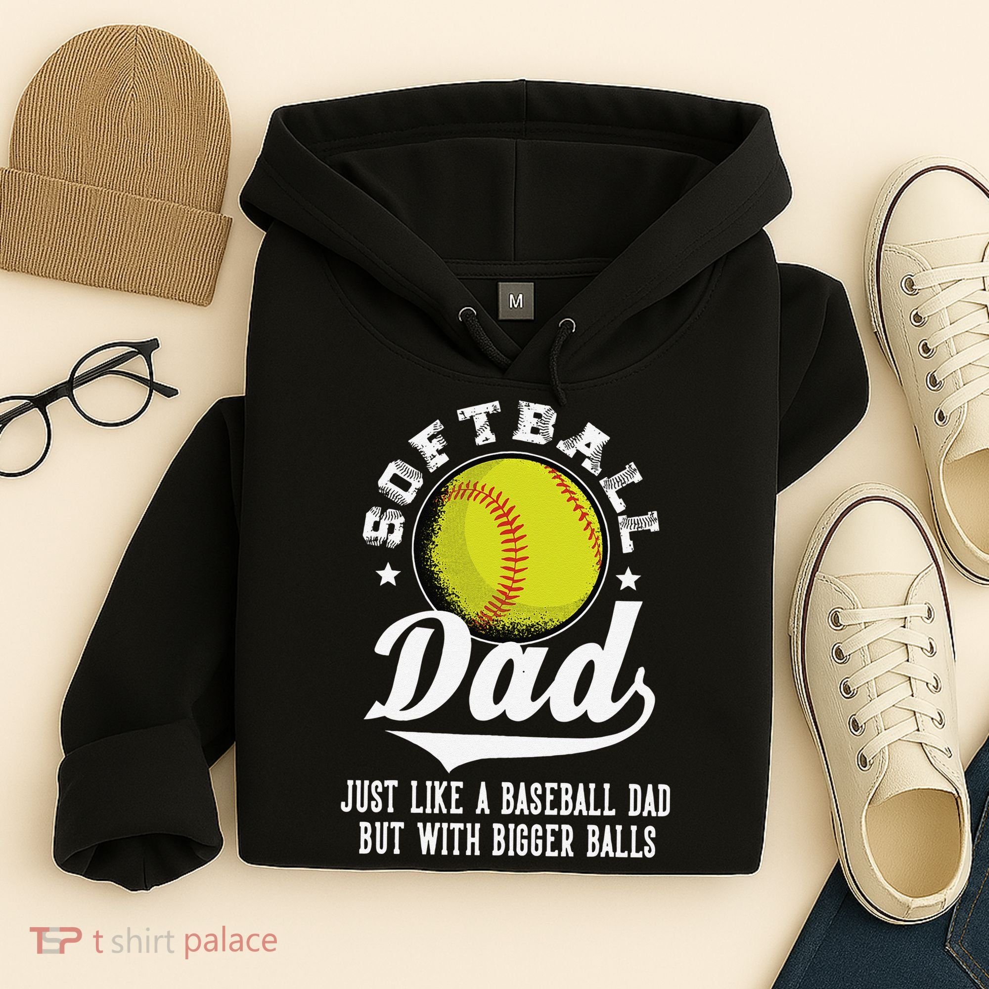 Softball Dad Like Baseball But With Bigger Balls Fathers Day Hoodie