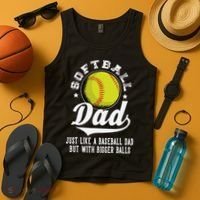 Softball Dad Like Baseball But With Bigger Balls Fathers Day Tank Top thumb 4
