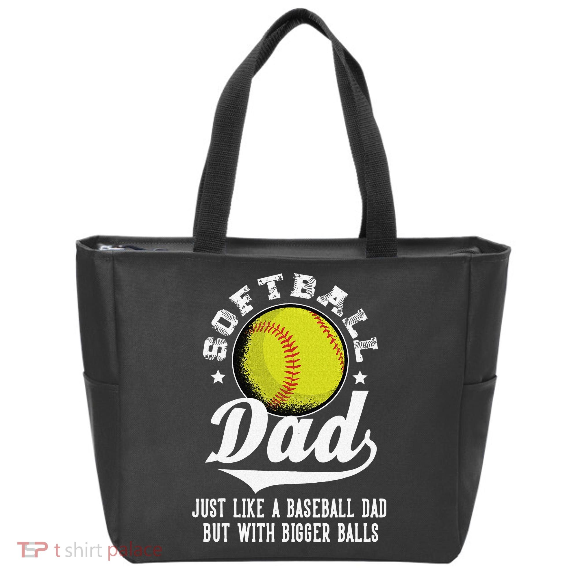 Softball Dad Like Baseball But With Bigger Balls Fathers Day Tote Bag