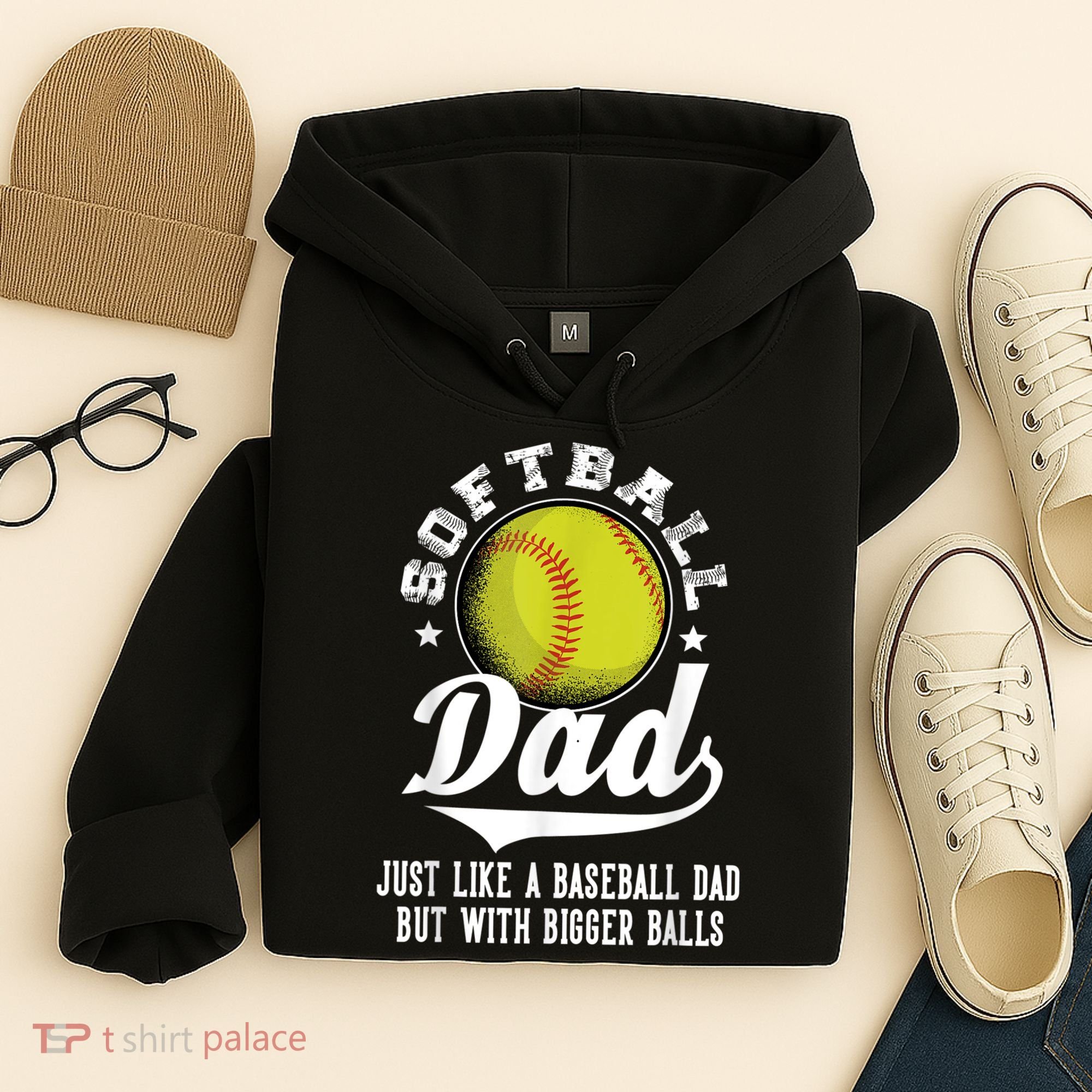 Softball Dad Like A Baseball Dad With Bigger Balls Softball Hoodie