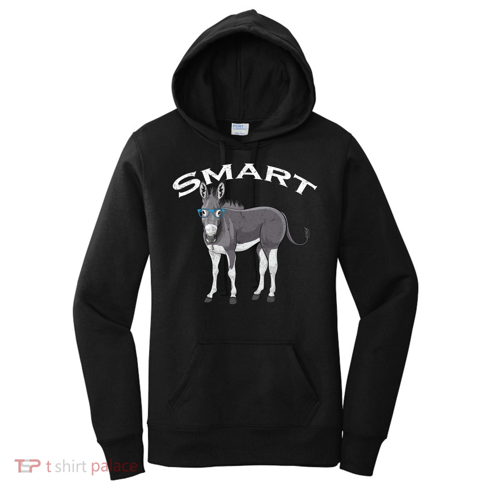 Smart Donkey Lover Sarcastic Adult Humor Blue Glasses Gift Women's Hoodie