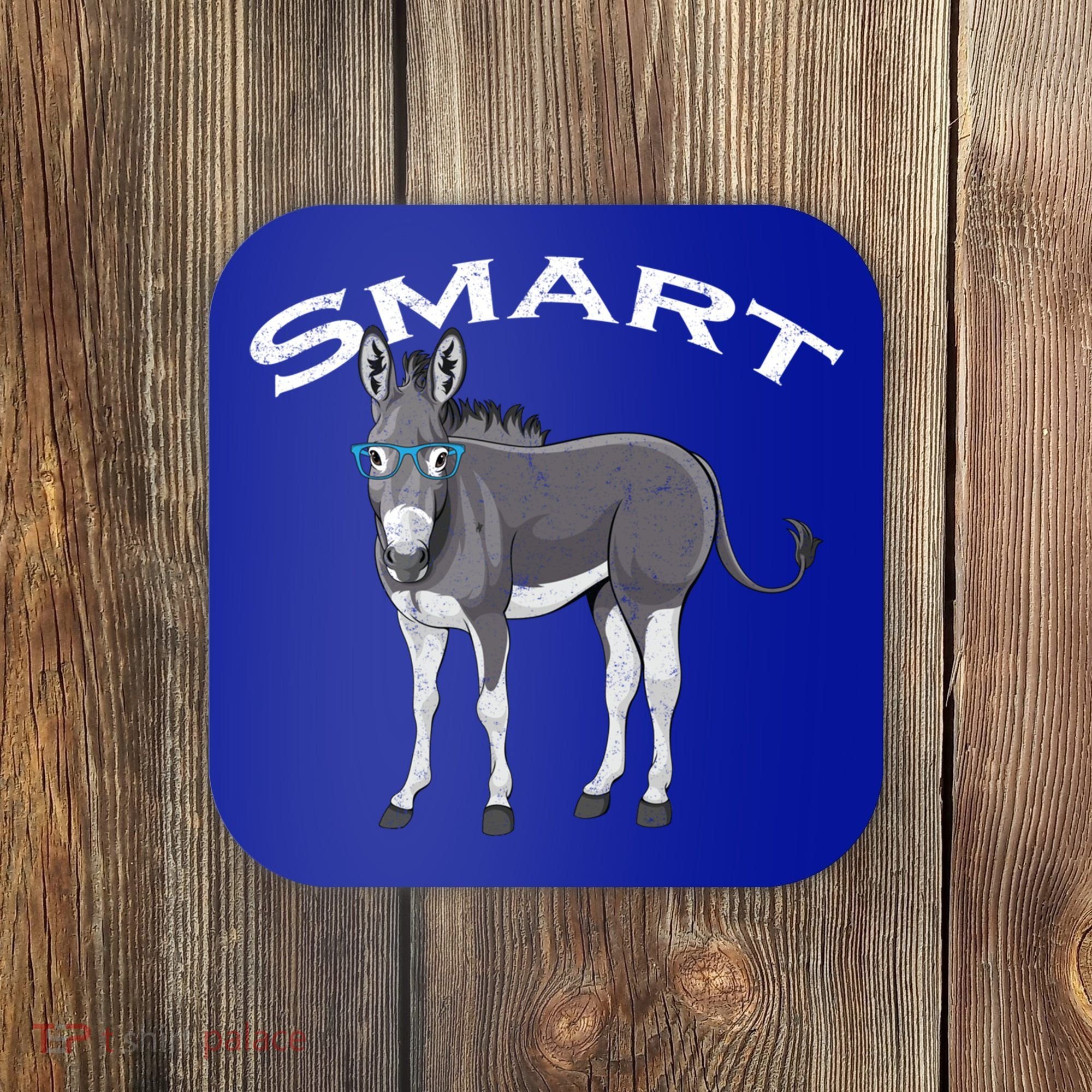 Smart Donkey Lover Sarcastic Adult Humor Blue Glasses Gift Coaster