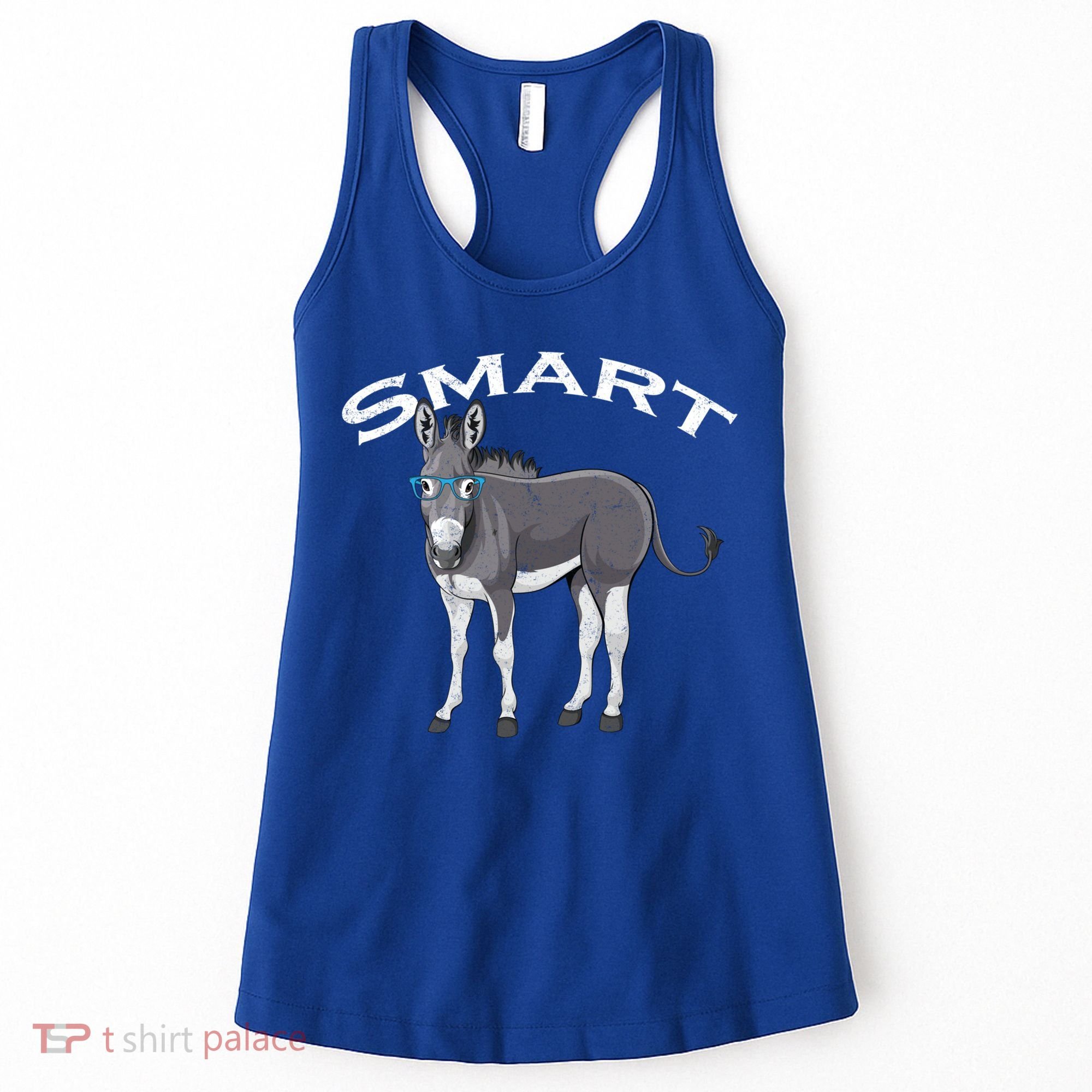 Smart Donkey Lover Sarcastic Adult Humor Blue Glasses Gift Women's Tank Top