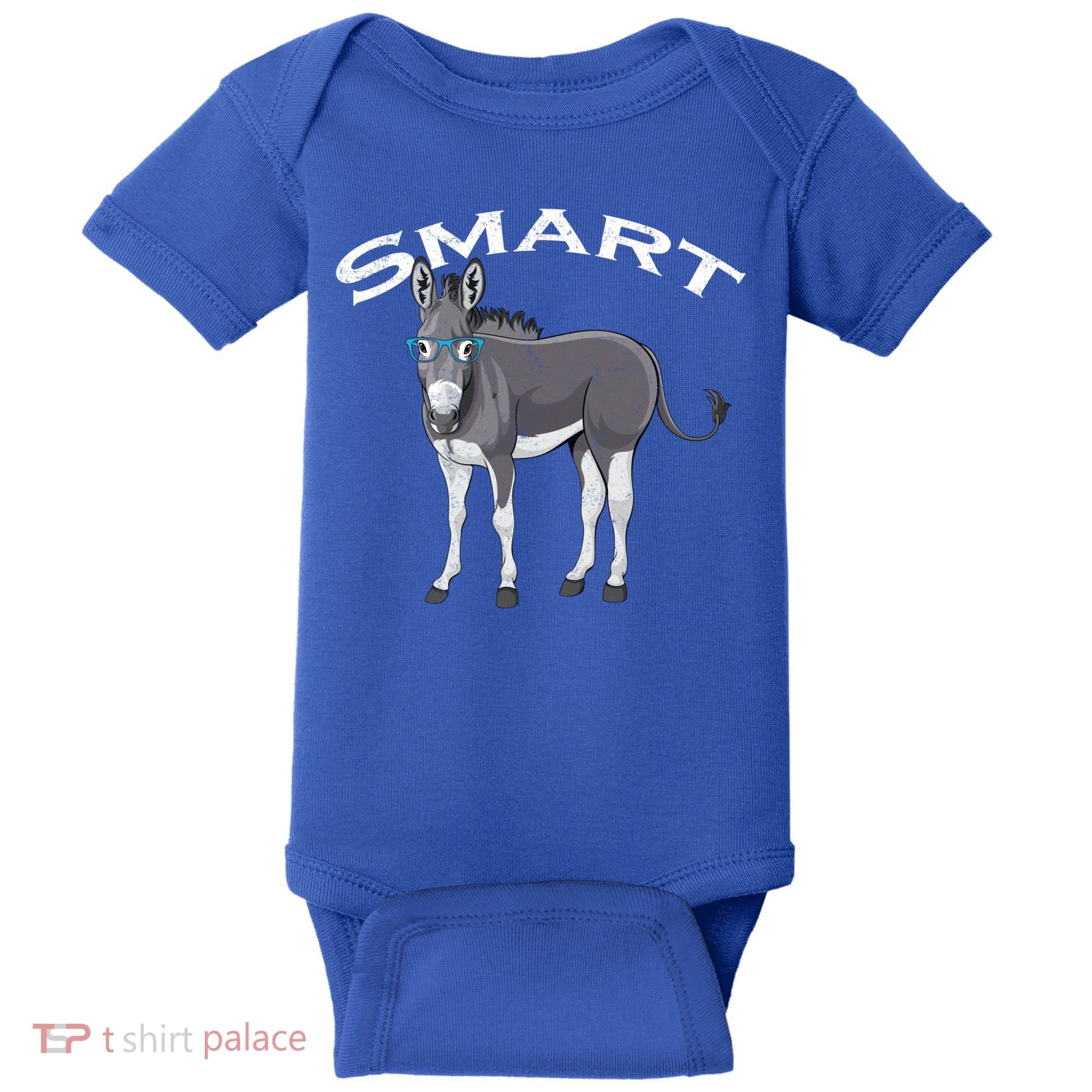 Smart Donkey Lover Sarcastic Adult Humor Blue Glasses Gift Baby Bodysuit