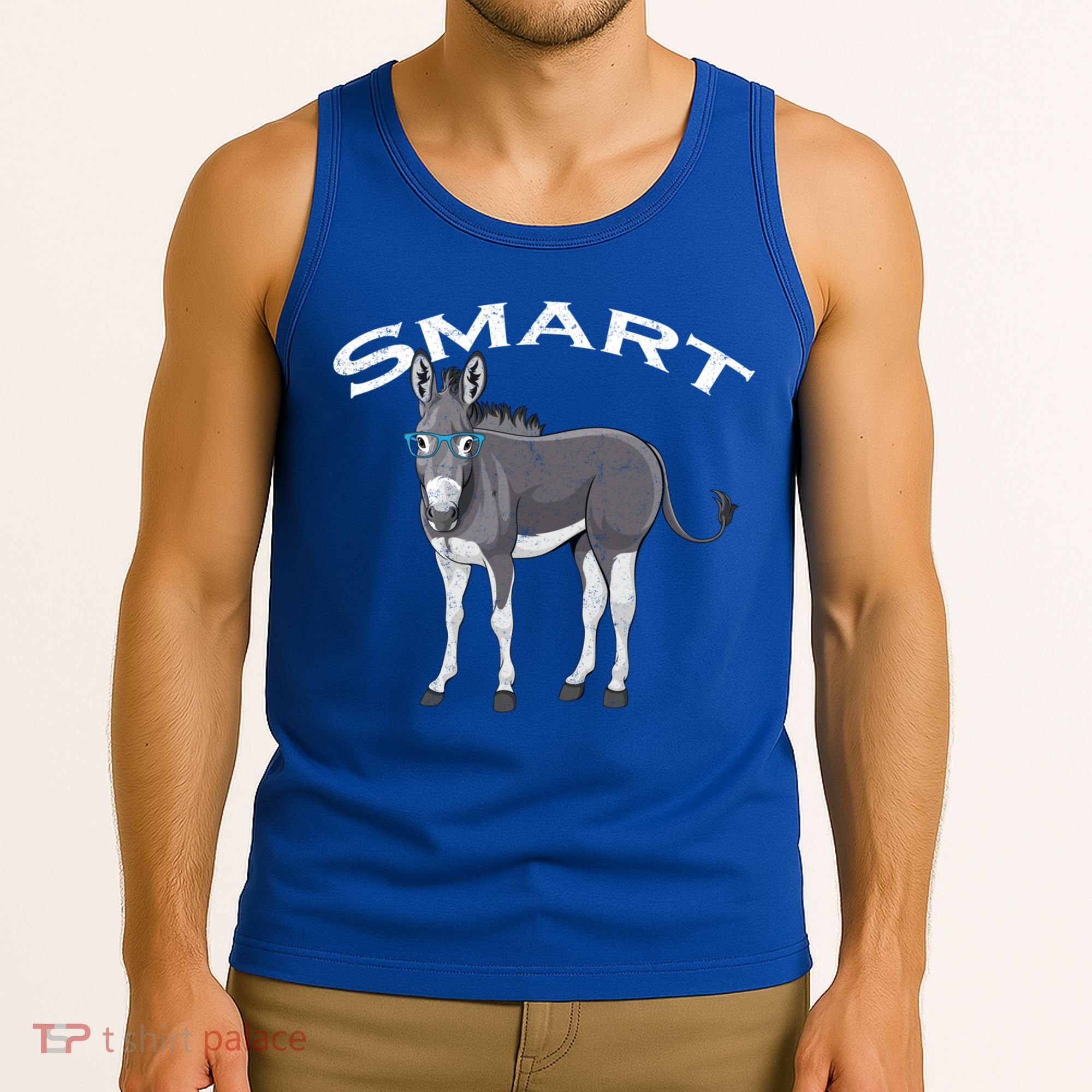Smart Donkey Lover Sarcastic Adult Humor Blue Glasses Gift Tank Top